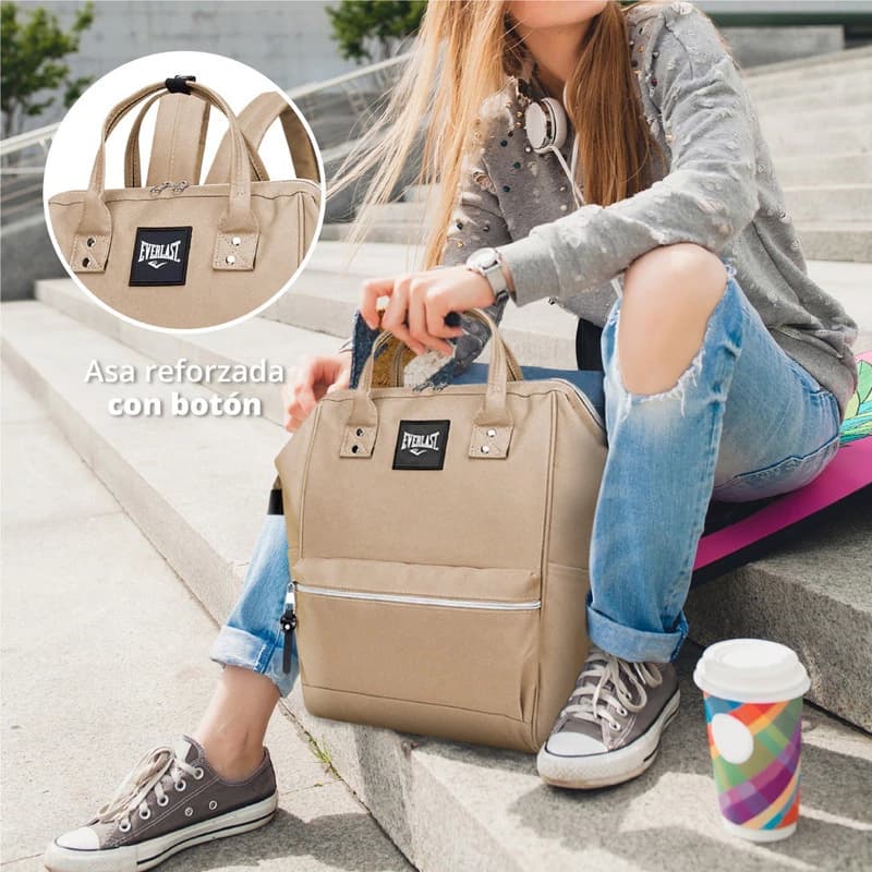 Mochila Urbana Everlast Mujer Nylon Antirrobo Apertura Boca de Pez 20 L — Azul oscuro / 21908
