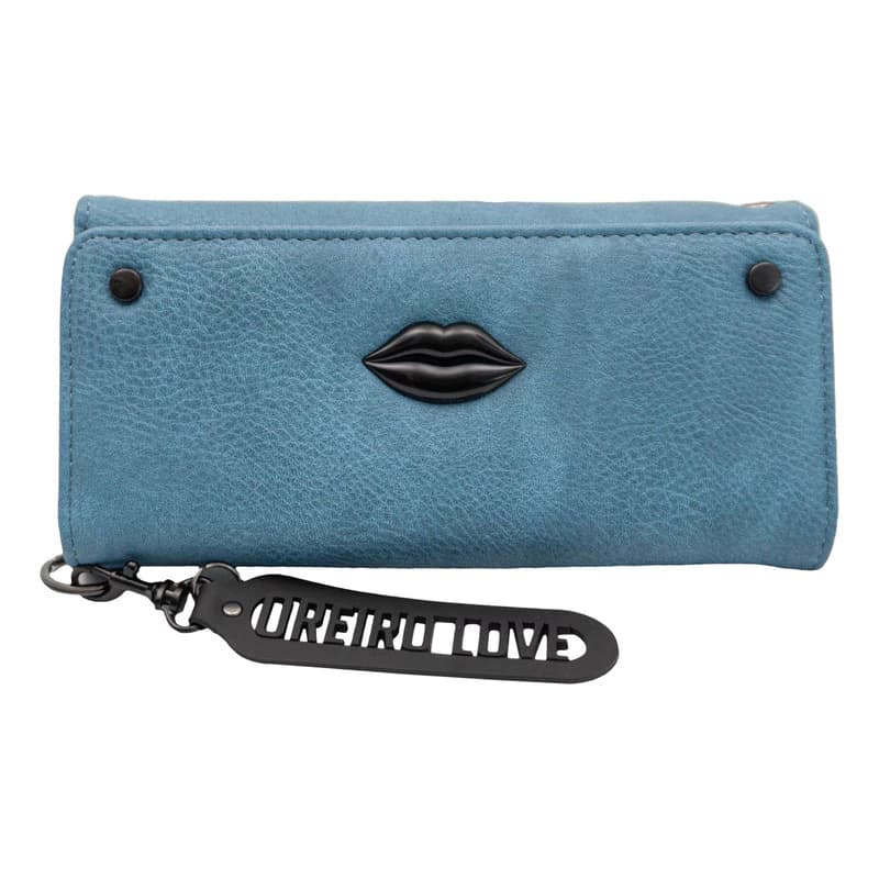 Billetera Fichero de Mujer Oreiro Love | Cuero Sintético con Monedero — Azul Jean 27890 / Texturado mate