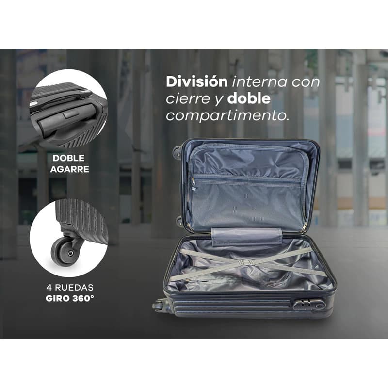 Valija Carry On 20" Bagcherry rígida ABS con candado y ruedas 360°
