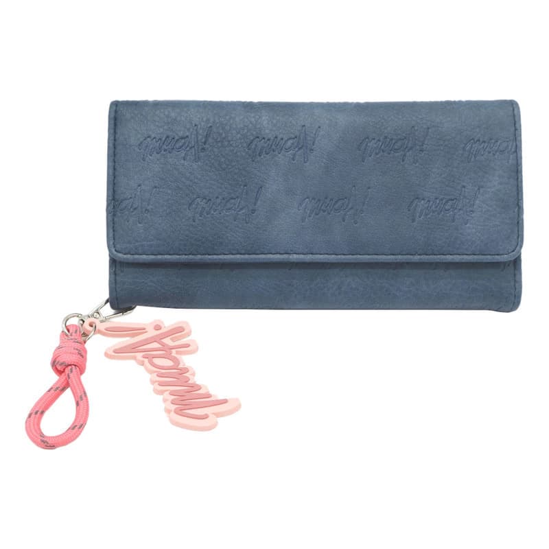 Billeteras Mujer Cuero Pu Muaa Monedero Tarjetero + Llavero — Azul / Liso