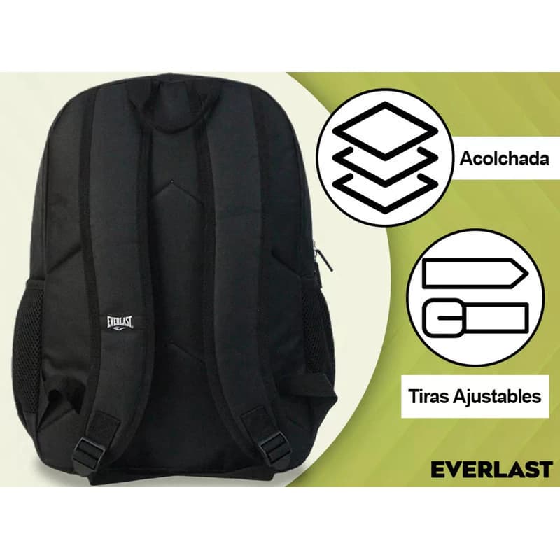 Mochila Urbana Escolar Everlast 19L con Porta Notebook | 43cm — Negro / Lisa