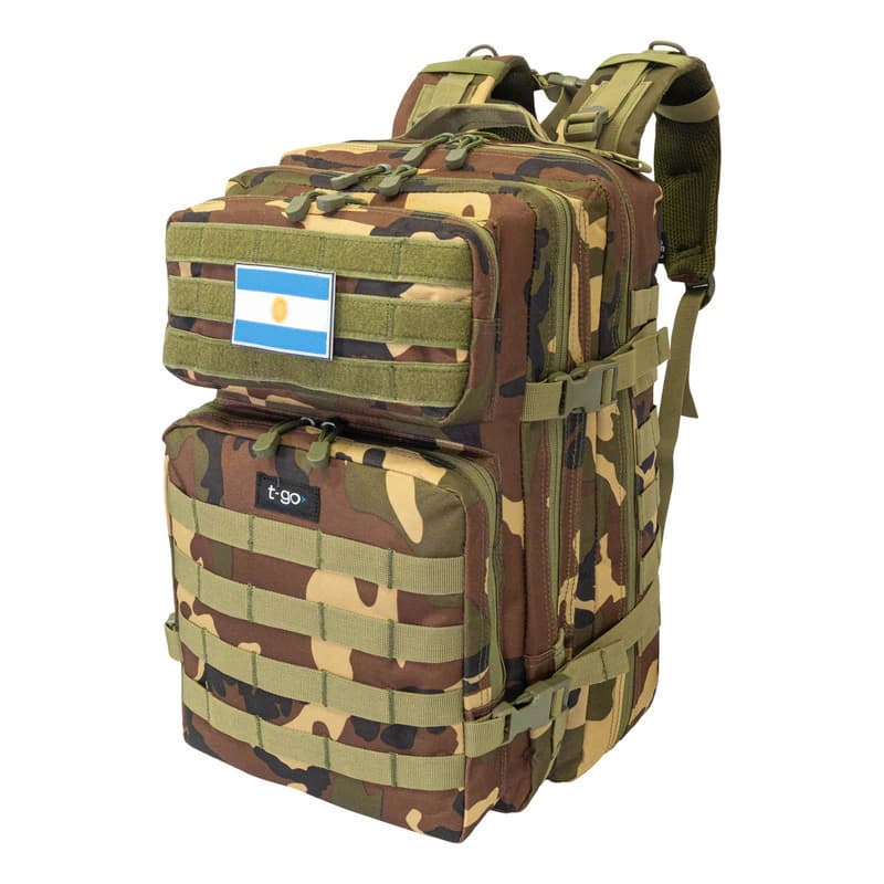 Mochila T-GO Táctica 45 L - Tu compañera ideal para cada aventura Eb336 — Camuflado claro / Liso