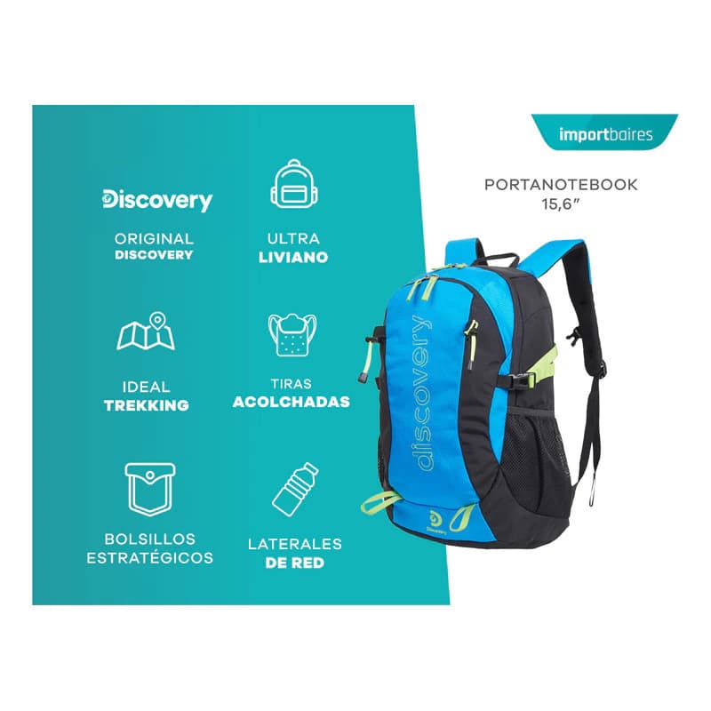Mochila Discovery Urbana Camping 35L Portanotebook 15,6" Unisex