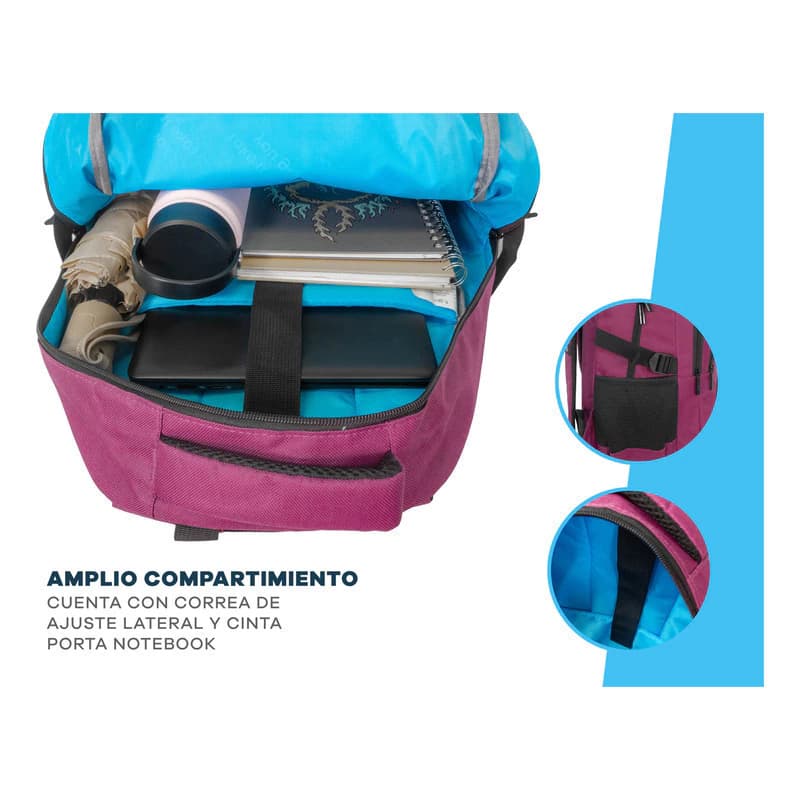 Mochila Porta Notebook 15,6" T-GO Eb66 Liviana, urbana, de oficina — Negro / Liso