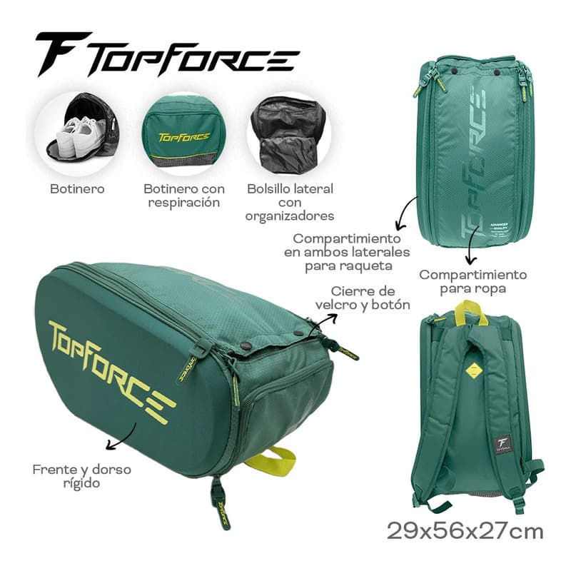 Bolso Mochila Padel Top Force Rígido Botinero Amplio