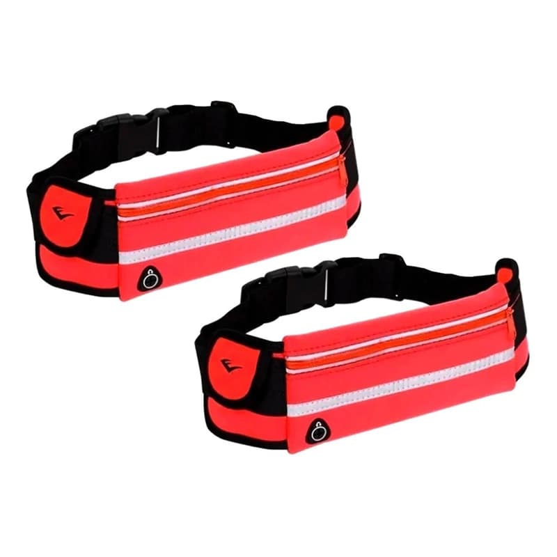 Riñonera Deportiva Everlast Pack x2 Running Ciclismo Gym Neopreno Expandible — Rojo