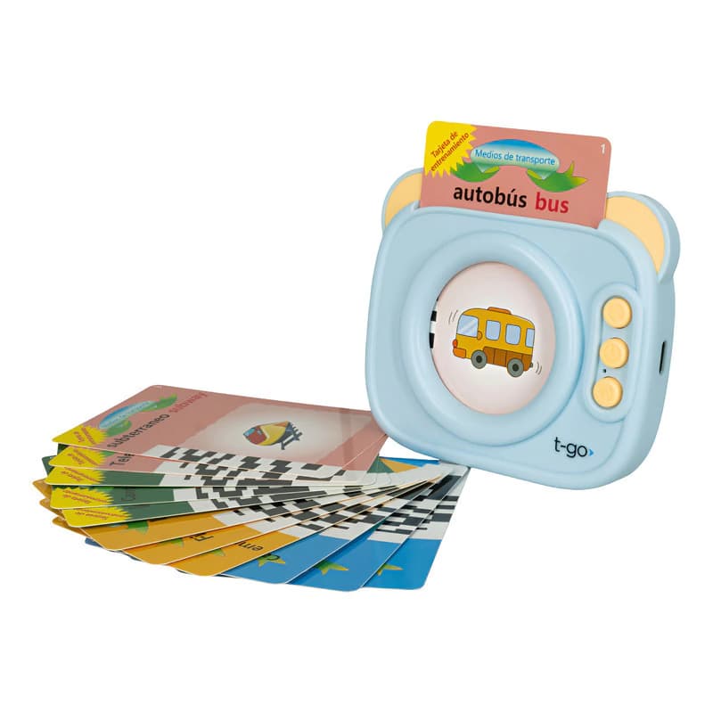 Lector de Tarjetas Bilingüe Inglés-Español T-Go | Juego Educativo 224 Palabras — Celeste