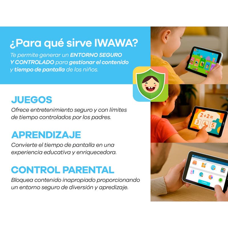 Tablet T-GO Kids 8" Android 14 con 4GB RAM, 64GB, Realidad Aumentada y Funda Antigolpes - Azul