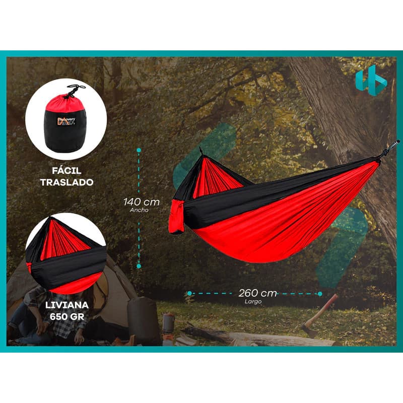Hamacas Paraguayas Camping Discovery Bolso Liviana — Negro / Lisa