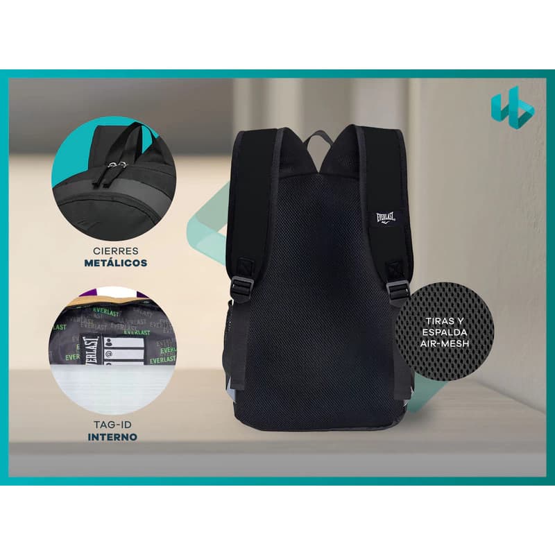 Mochila Porta Notebook Everlast Urbana Reforzada 19 L hasta 15.6"