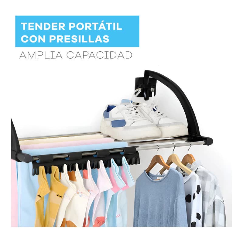 Tender Colgante Plegable para Balcón | Broches Integrados | Línea Simple Home