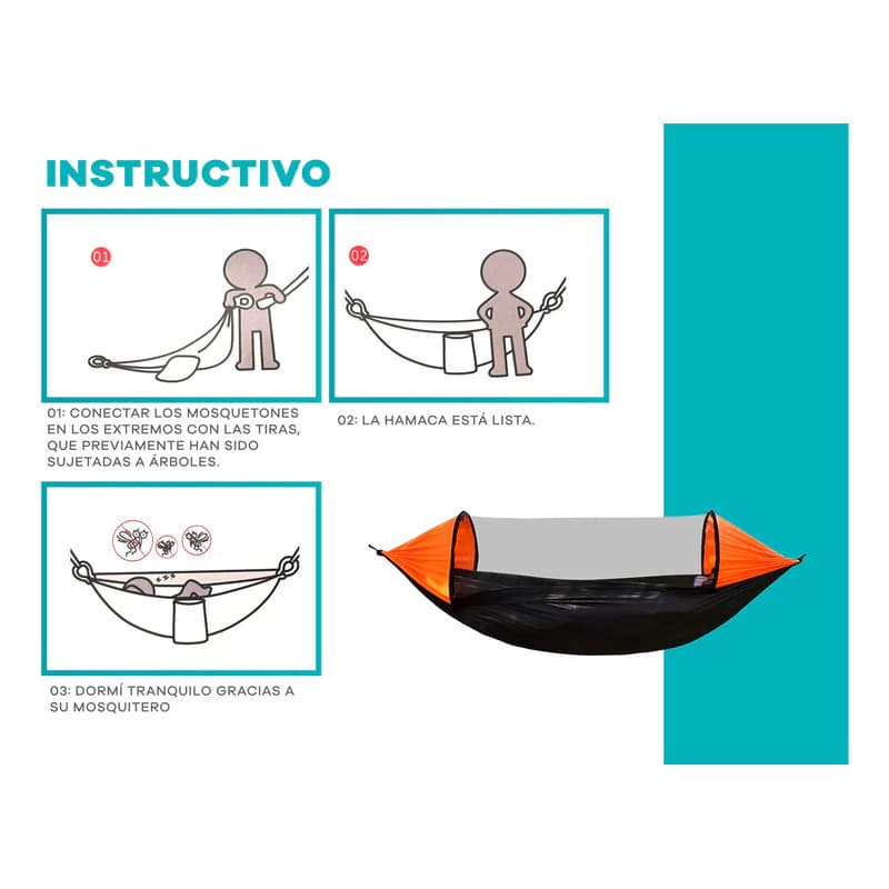 Hamaca Paraguaya Con Mosquitero Bolso De Transporte Amplia