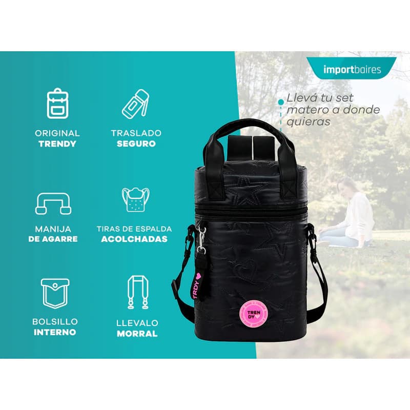 Mochila Matera Trendy Bolso Porta Termo Acolchado Llavero — Rosa 18473
