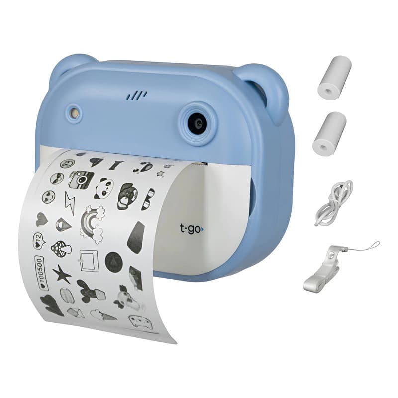 Cámara Mini Impresora Térmica Portátil 1080p Video Niños — Celeste