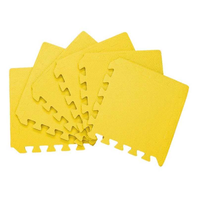 Piso Goma Eva Encastrable MultiEva 6 Piezas con Bordes Antigolpes 30x30cm — Amarillo / Liso