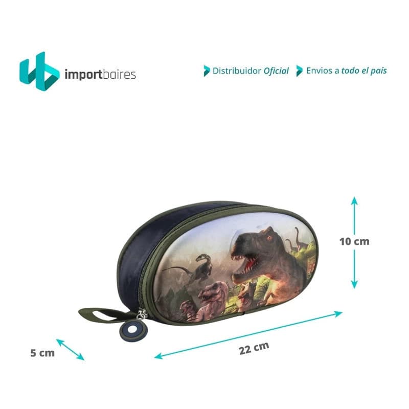 Cartuchera Escolar 3D Trendy T-Rex y Unicornio | Frente Rígido y Cierre Reforzado — 14965 Fucsia
