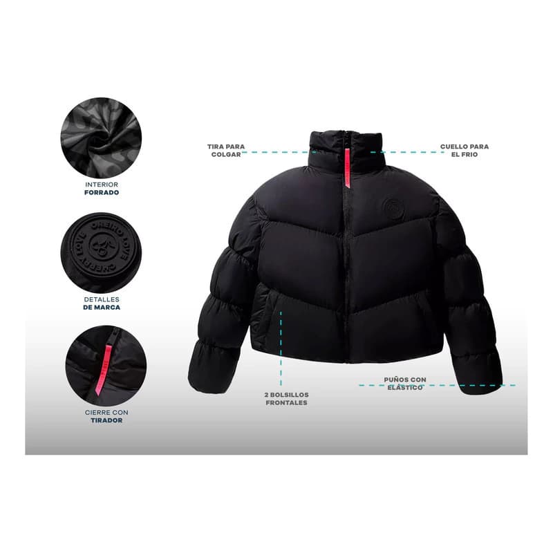 Campera Puffer | Oreiro Love — Negro / Lisa / S