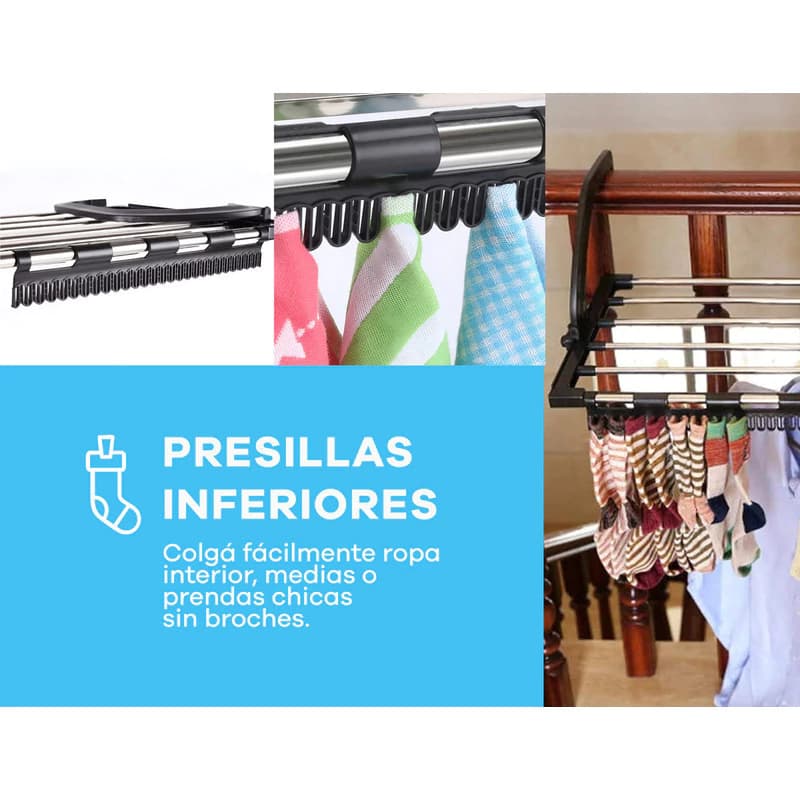 Tender Colgante Plegable para Balcón | Broches Integrados | Línea Simple Home
