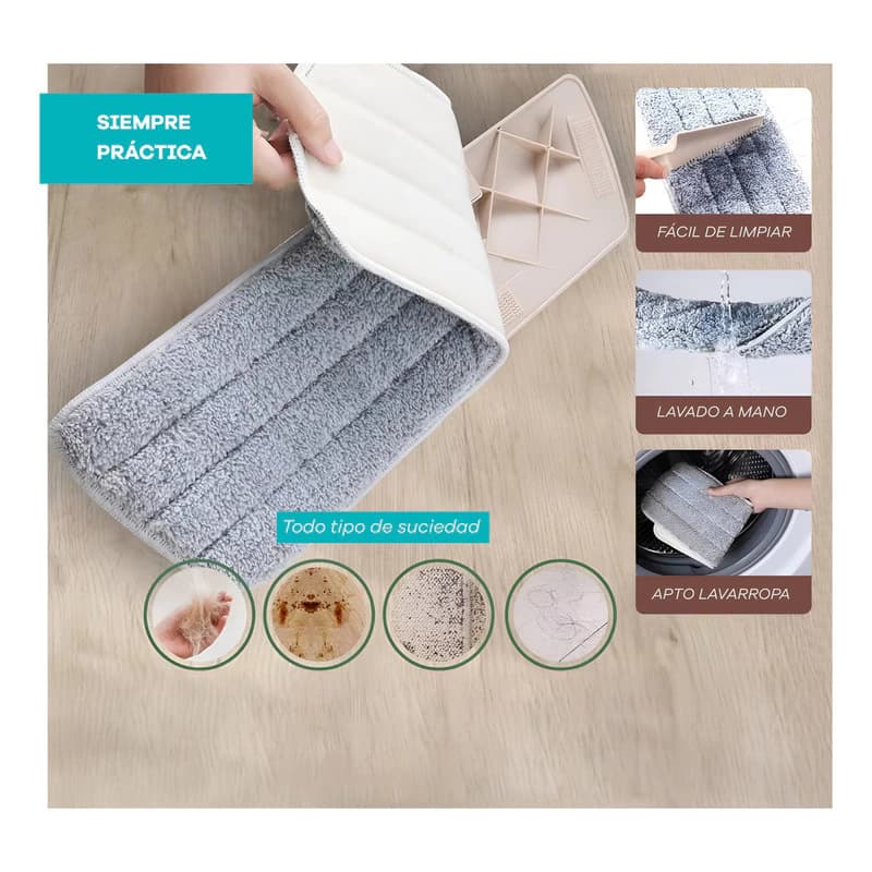 Repuesto Mopa Plana Microfibra x4 Unidades | Compatible Spray Mop 35x13 cm