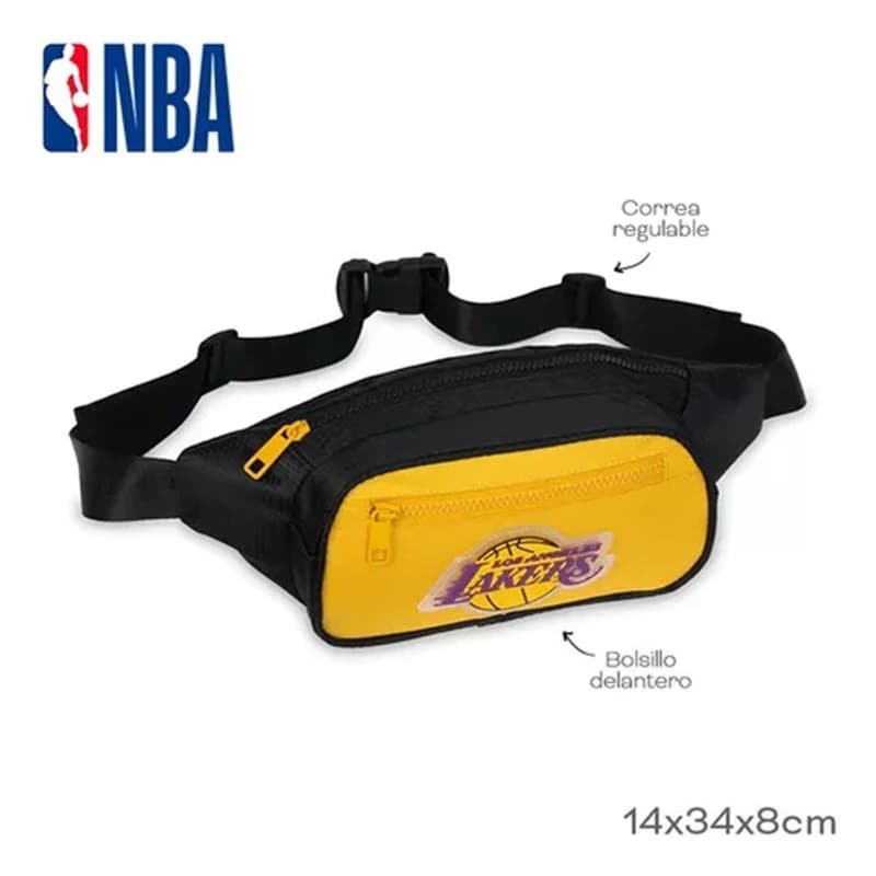 Riñonera NBA Lakers deportiva urbana multiuso en negro — correa regulable