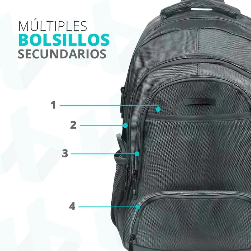 Mochila Escolar Urbana | Notebook | Bargcherry — Gris oscuro 430303 / Liso