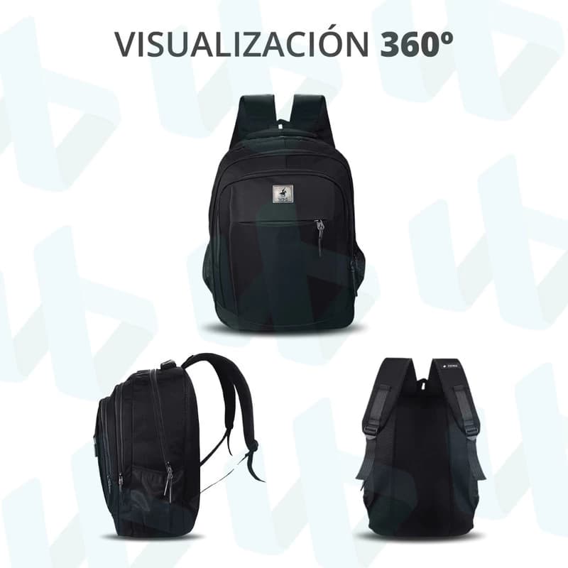 Mochila Porta Notebook 15.6" Wellington Polo Club Urbana Nylon 45cm 20L — Azul marino / Liso