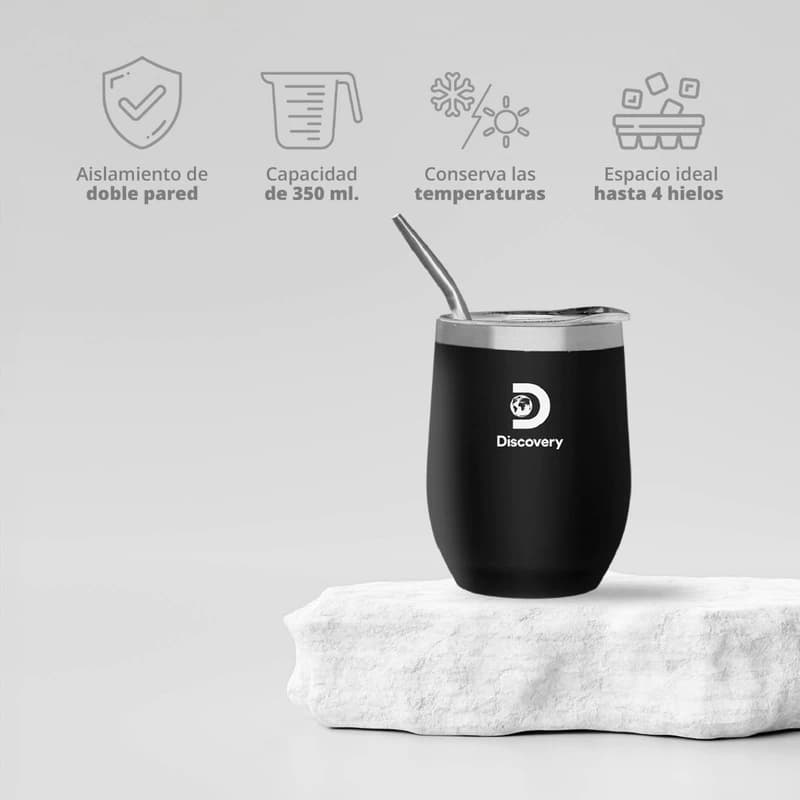 Mate Térmico Discovery Acero Inoxidable 350ml con Tapa y Bombilla