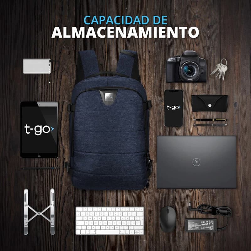Mochila Ejecutiva Porta Notebook T-Go 2 en 1 con Puerto USB, hasta 17" — Unisex