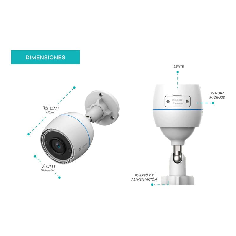 Cámara de Seguridad WiFi Exterior Ezviz H3C 1080p con Detección IA y Visión Nocturna 30m
