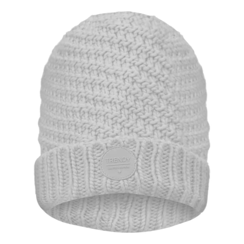 Gorro Tejido con Interior Polar Trendy Unisex — Abrigo Real para el Invierno — Blanco 13801 / M