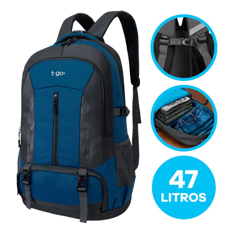 Mochila Táctica/Urbana 47l T-go Em160b — Azul / Liso
