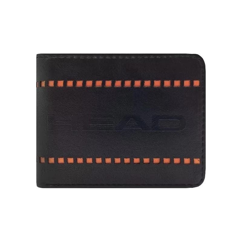 Billetera Hombre Head Eco Cuero con Tarjetero | Negra 11x9x2 cm — Negro / Lisa