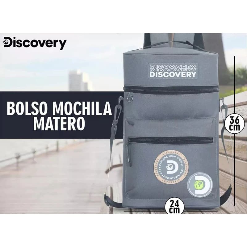 Mochila Matera Discovery Adventure Porta Termo hasta 1,3 L — Bolso Morral — Verde musgo