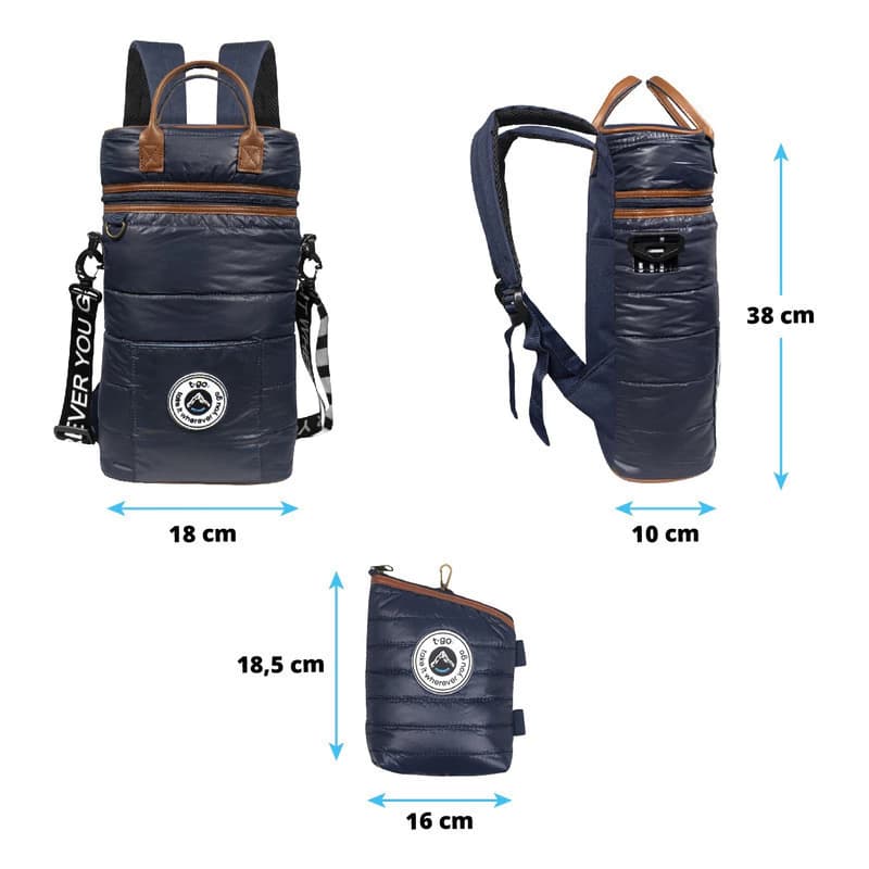 Bolso Matero Mochila Morral Ajustable Porta Termo Mate — Negro