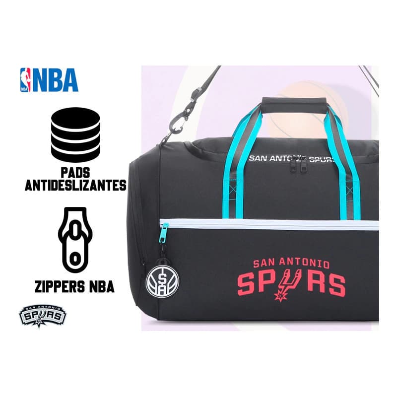 Bolso Deportivo Hombre Mujer Nba Original Bolsillo Lateral — Negro 16351 / SAN ANTONIO SPURS