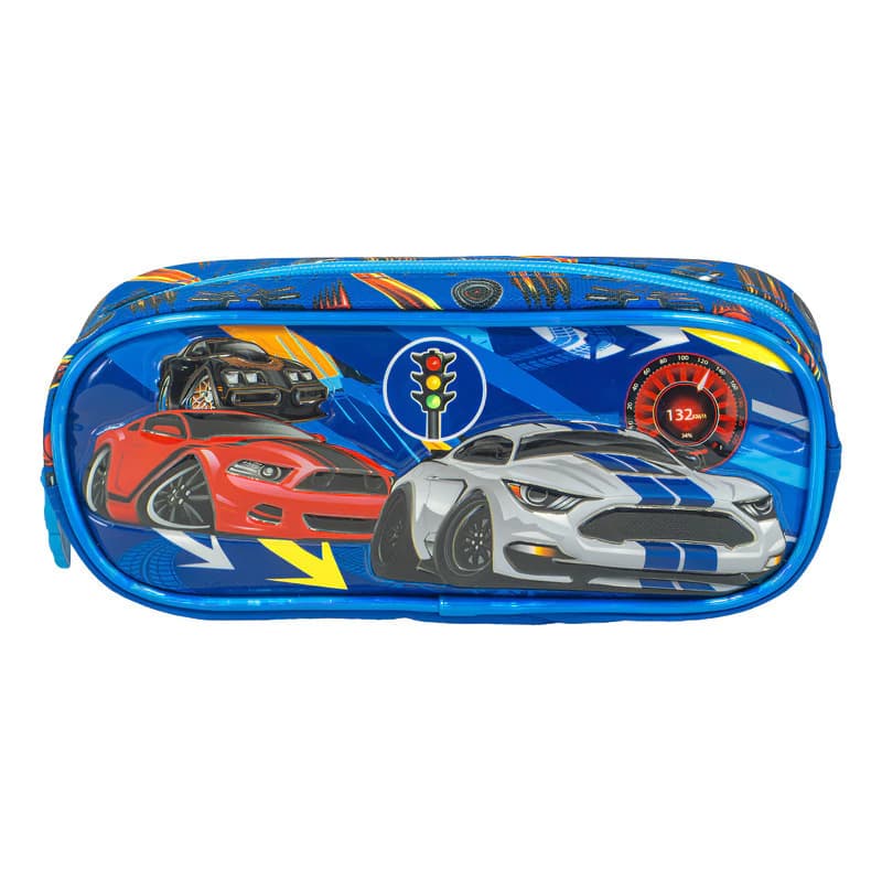 Cartuchera Escolar Autos Reforzada T-Go | Polyester, Cierre Durable