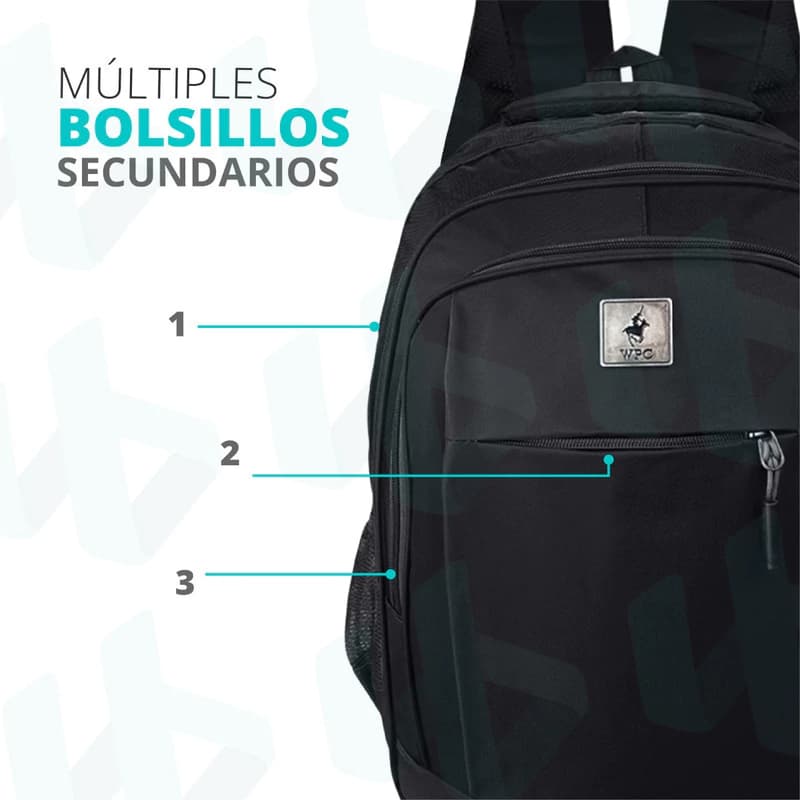 Mochila Porta Notebook 15.6" Wellington Polo Club Urbana Nylon 45cm 20L — Azul marino / Liso