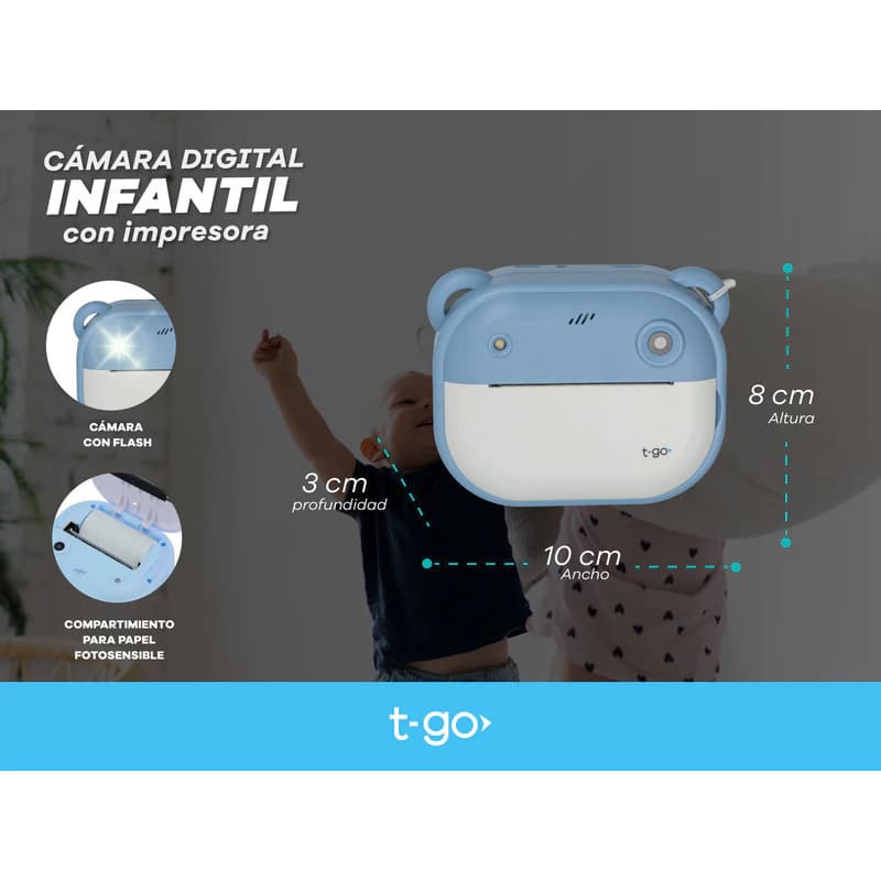 Cámara Digital T-go Infantil Wc047 + Rollo Impresora 12 Mpx — Violeta