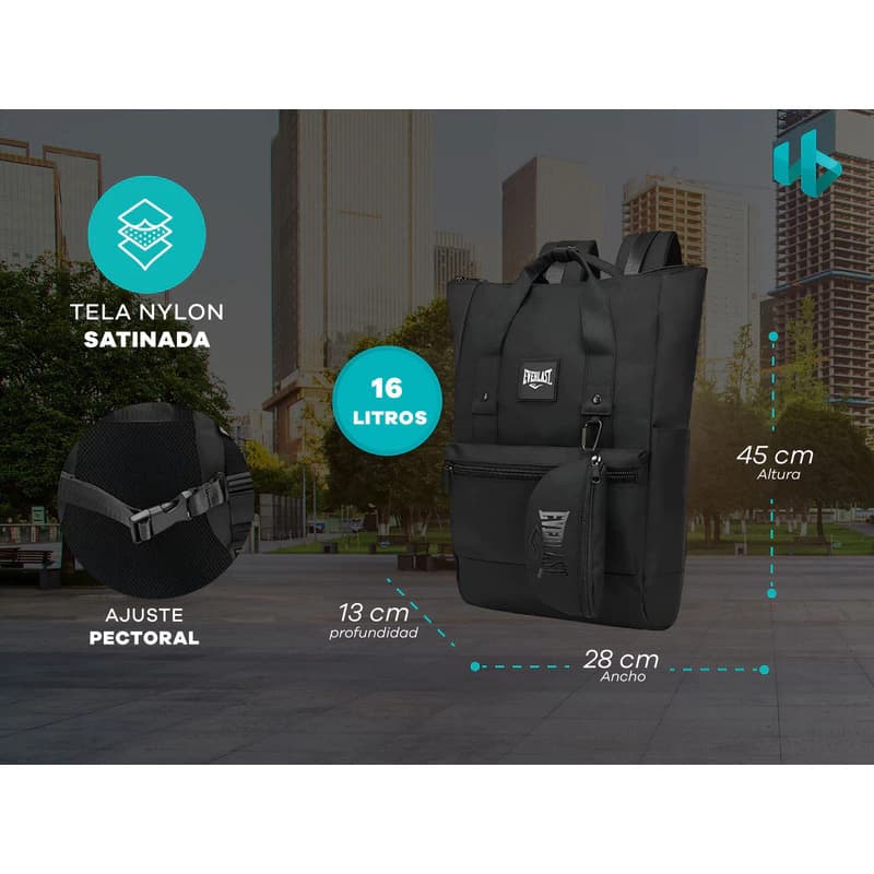 Mochila Urbana Everlast 22256 17l Porta Notebook Hombre — Verde musgo / Liso