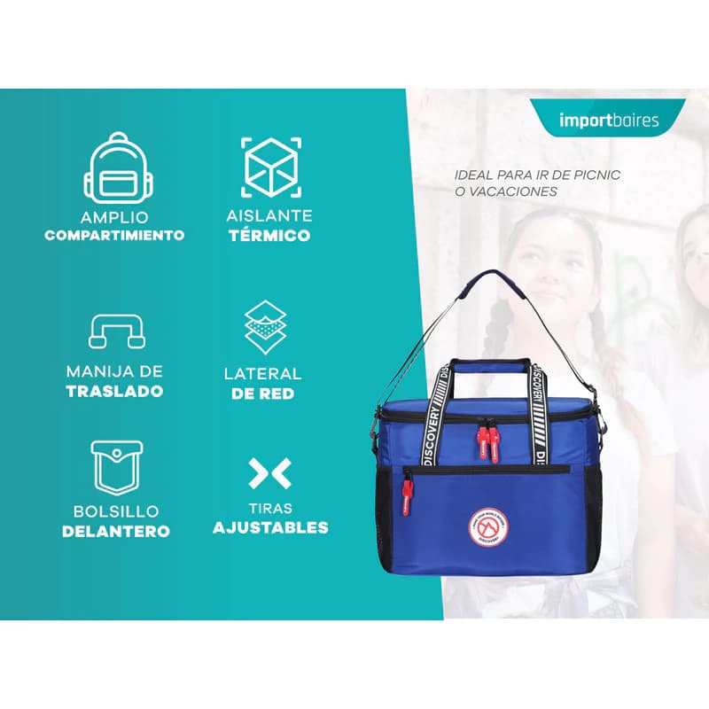 Conservadora Térmica Bolso Térmico 17lt Tamaño Grande Morral — Azul