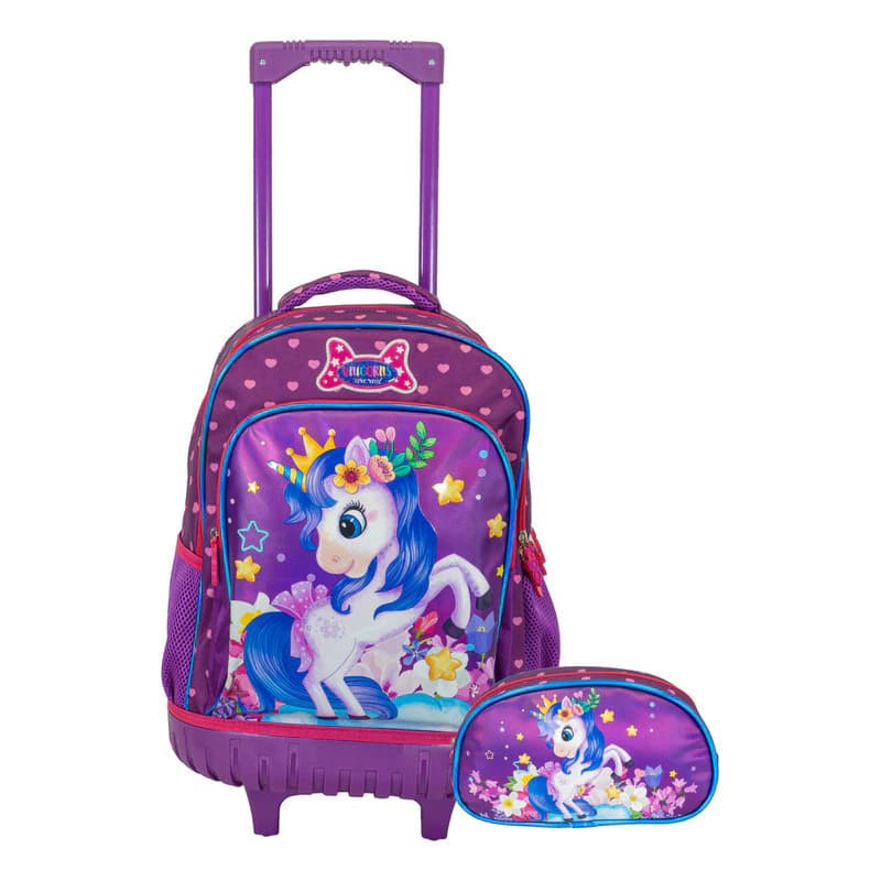 Mochila Carrito Escolar 18" + Cartuchera T-Go | Kit Primaria con Luces LED