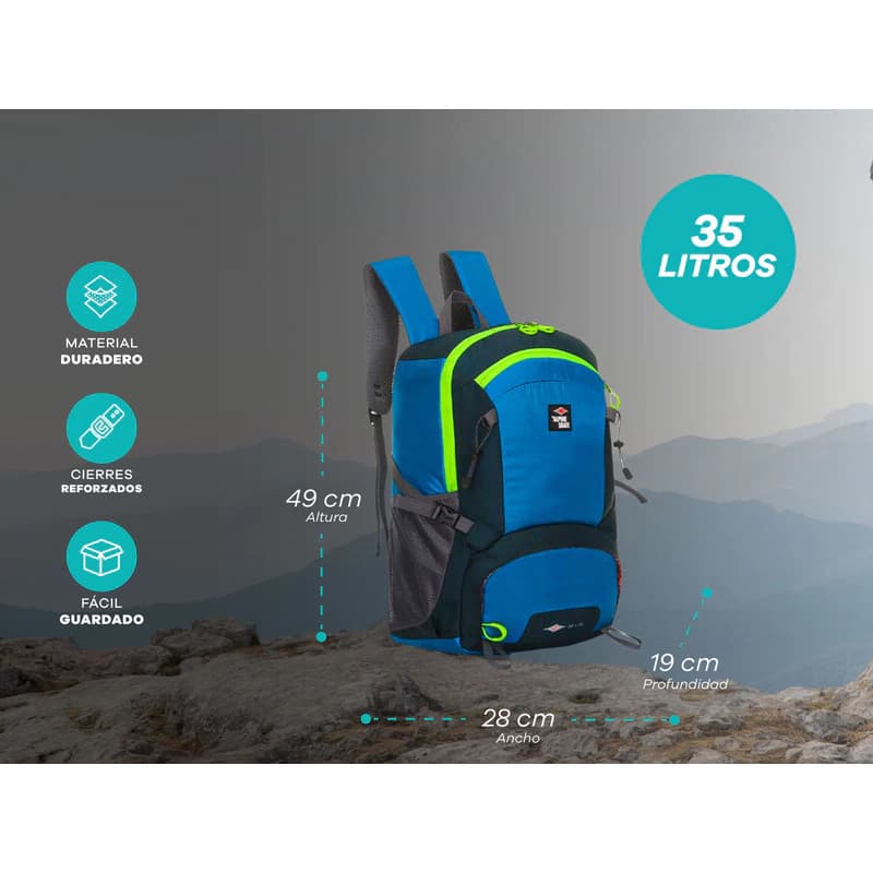 Mochila Trekking Camping 35 L Alpine Skate con bolsillo notebook y espalda acolchada