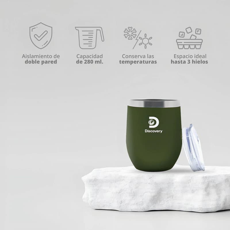 Mate Térmico Discovery Adventures 280ml Acero Inoxidable con Tapa Verde