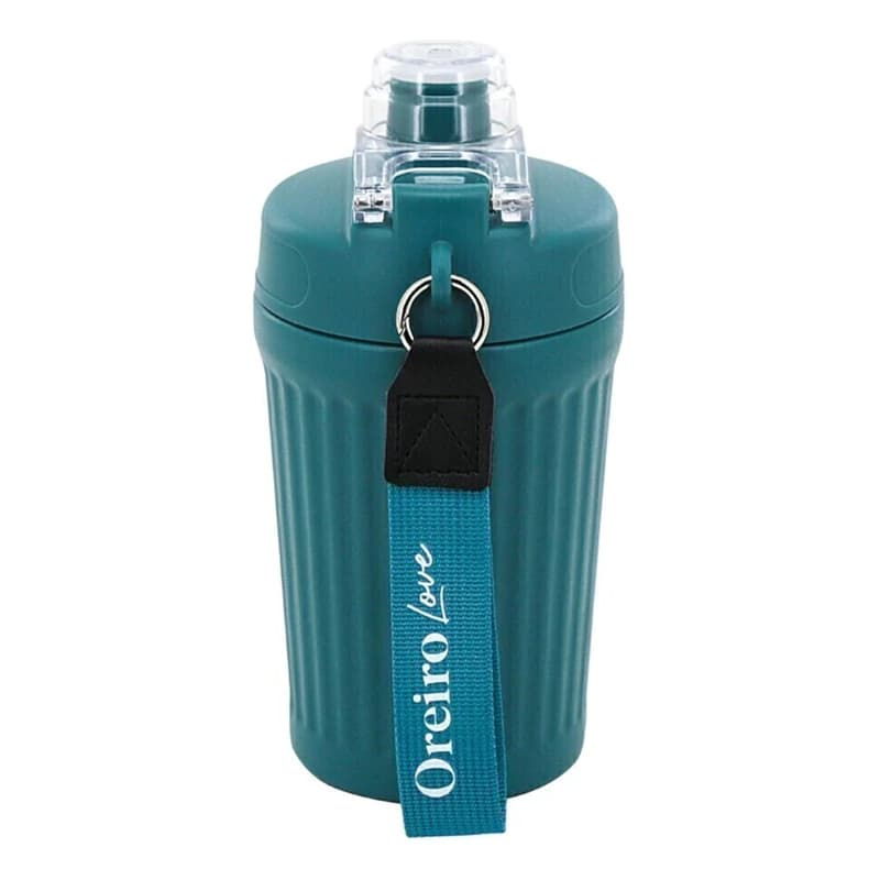 Vaso Térmico Oreiro Love 600 ml Acero Inoxidable con Correa y Pulsador — Azul petróleo / Liso