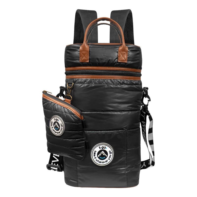 Bolso Matero Mochila Morral Ajustable Porta Termo Mate — Negro