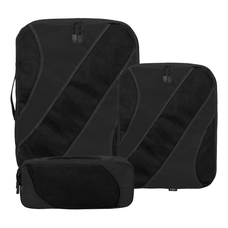 Set Organizadores de Valija T-Go Premium 3 Piezas x2 Unidades — Negro