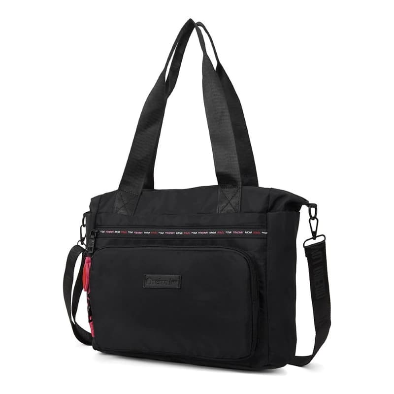 Cartera De Mujer Las Oreiro Bandolera Doble Bolsillo — Níquel / Negro / Negro