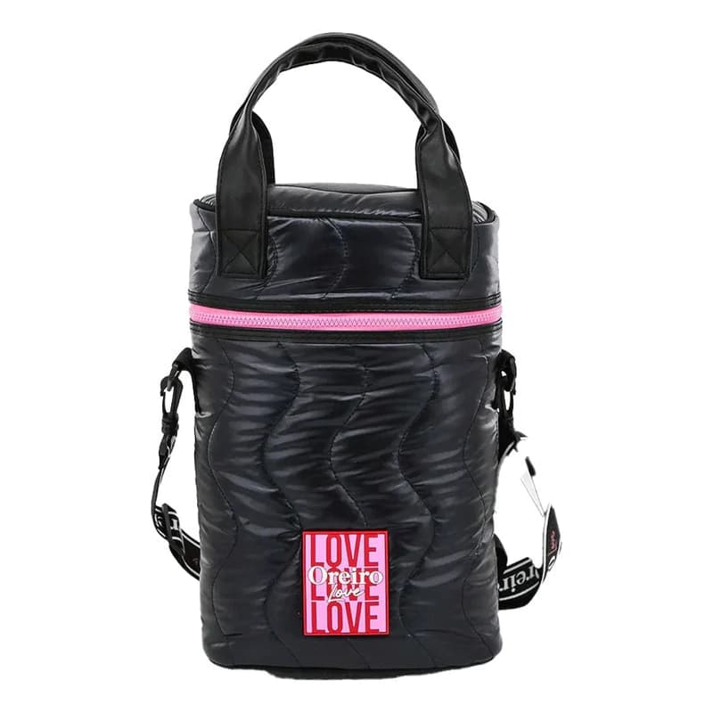 Mochila Matera Oreiro Love acolchada con correa cruzada - Poliéster — Negro 18469
