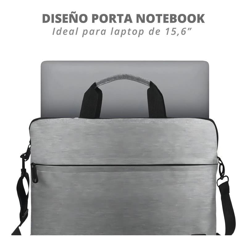 Maletín Porta Notebook Wellington Polo Club 15.6" Gris | Resistente al Agua