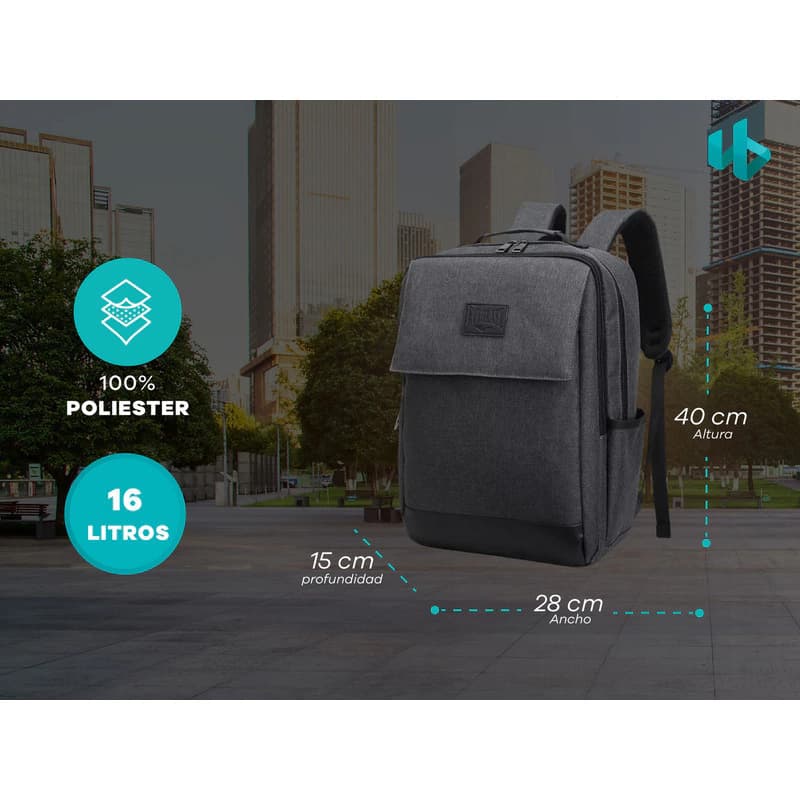 Mochila Everlast Ejecutivo Porta Notebook 15.6" Reforzada Urbana